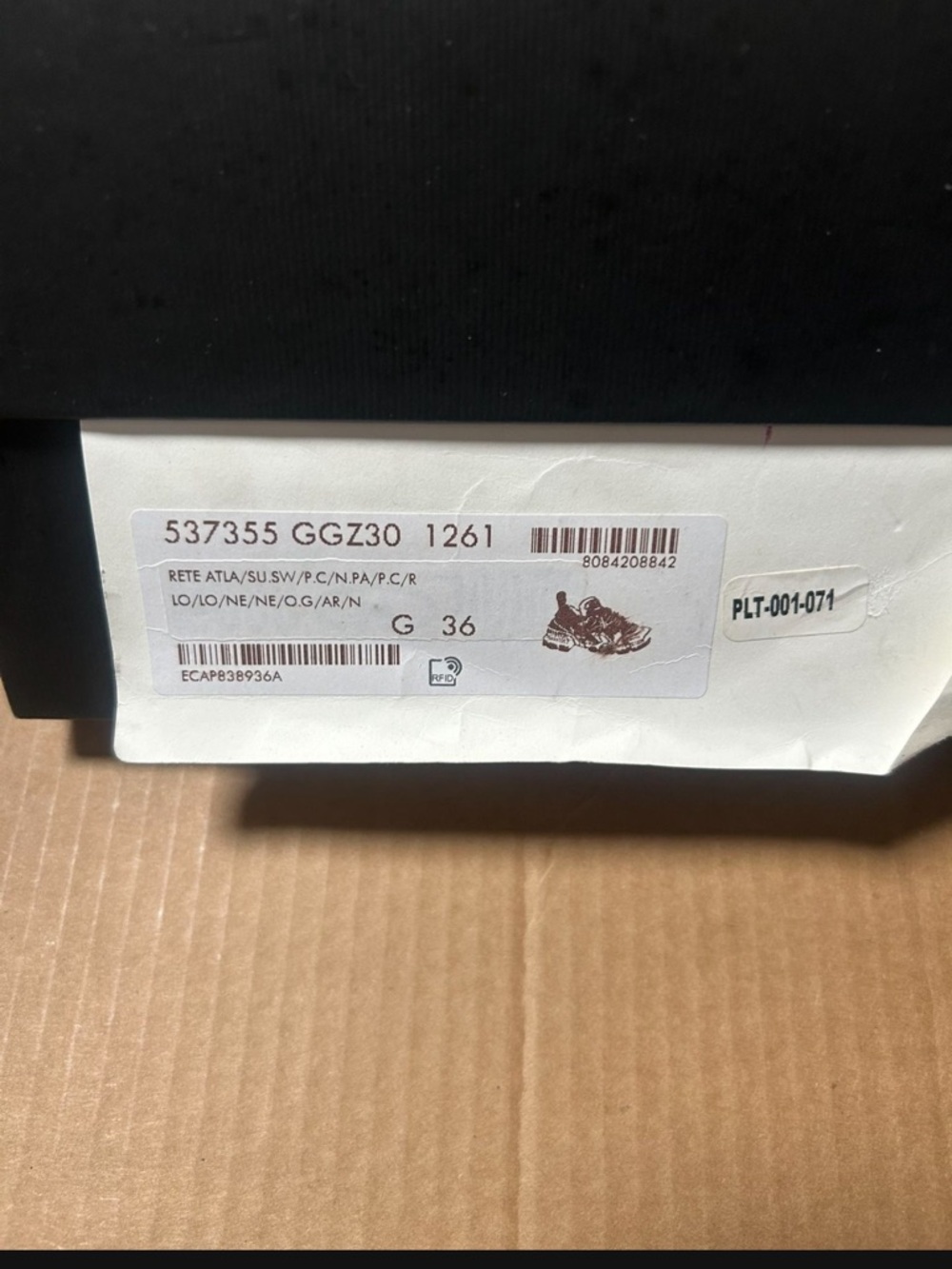 Gucci Black and White Logo Shoe Box Label - Picture 3 of 3